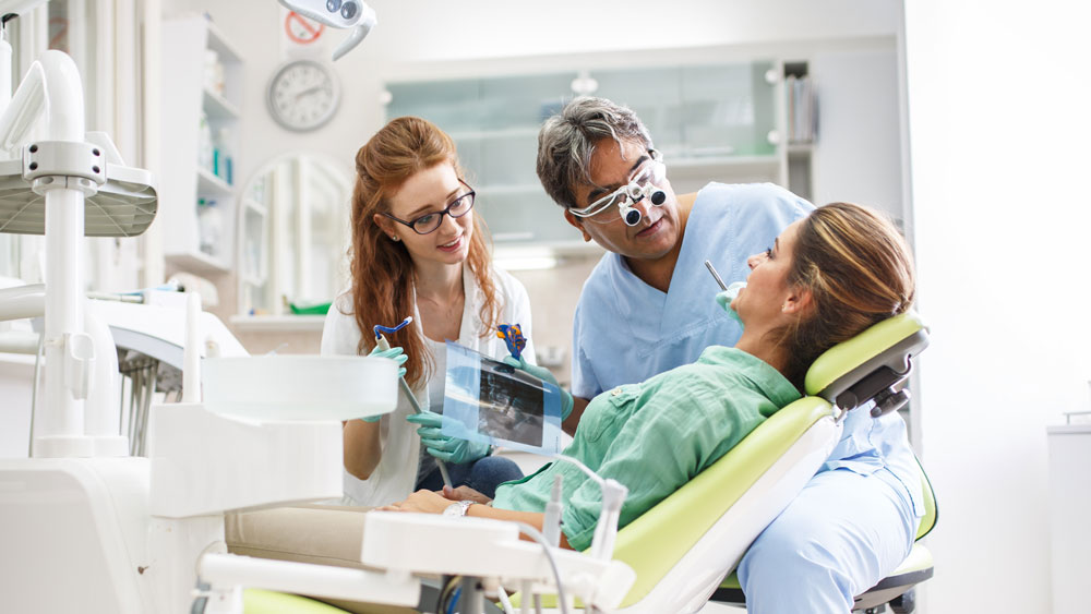 A patient receiving a dental exam.